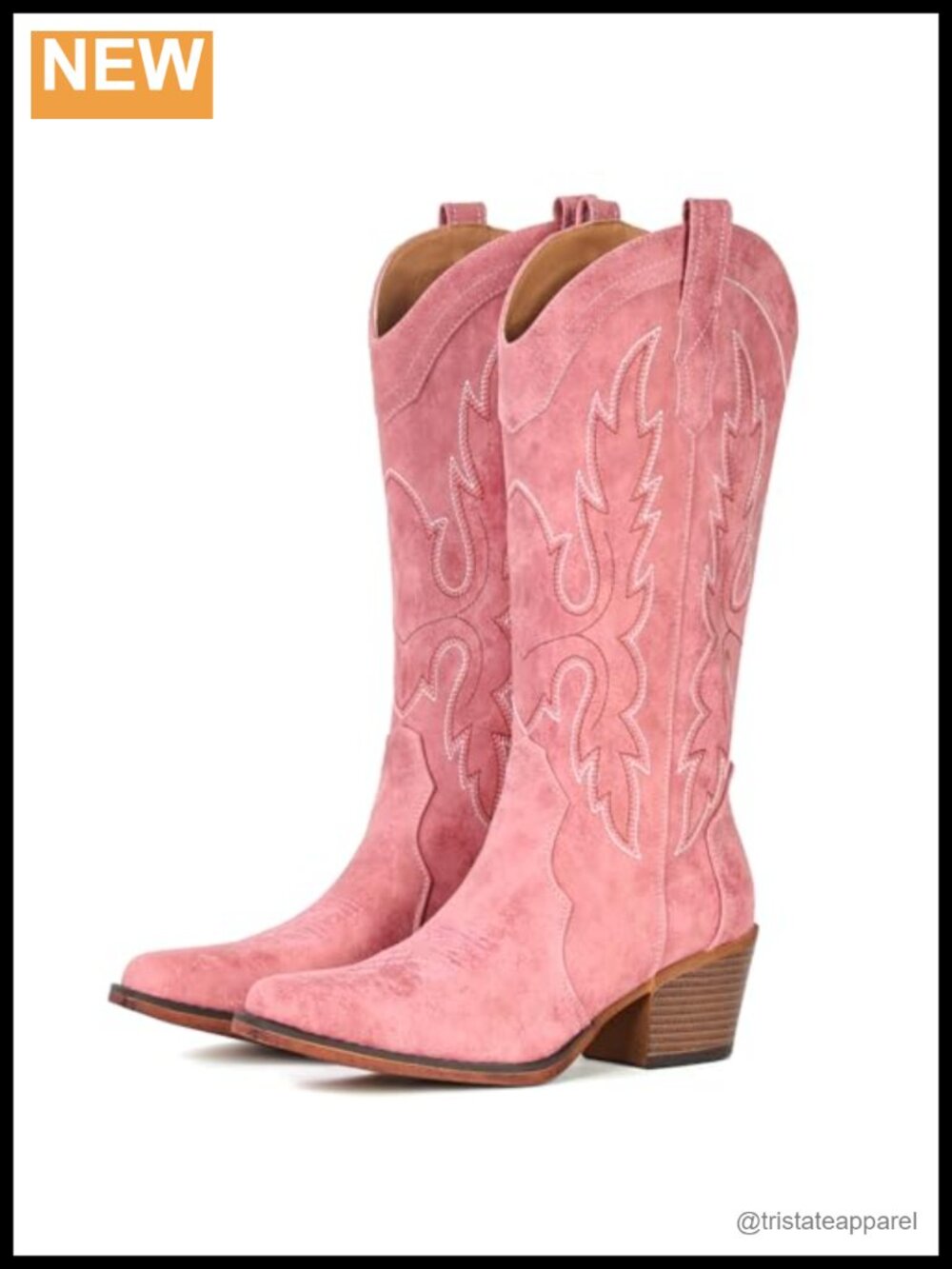Women's Snip Toe Cowboy Boots, Mid Calf Western Cowgirl Boots with Embroidery,